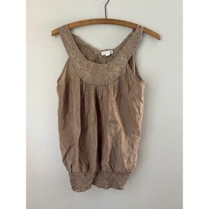 Y2K Embroidered Tank Top Women's Sleeveless Casual Blouse Smocked Hem Boho Chic